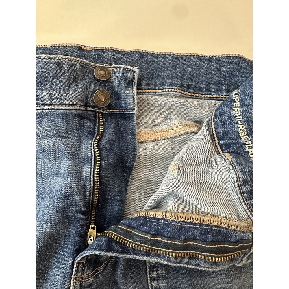 American Eagle Hi-Rise Next Level Flare Jeans Women Size 16 Long Blue Stretch - Picture 4 of 8